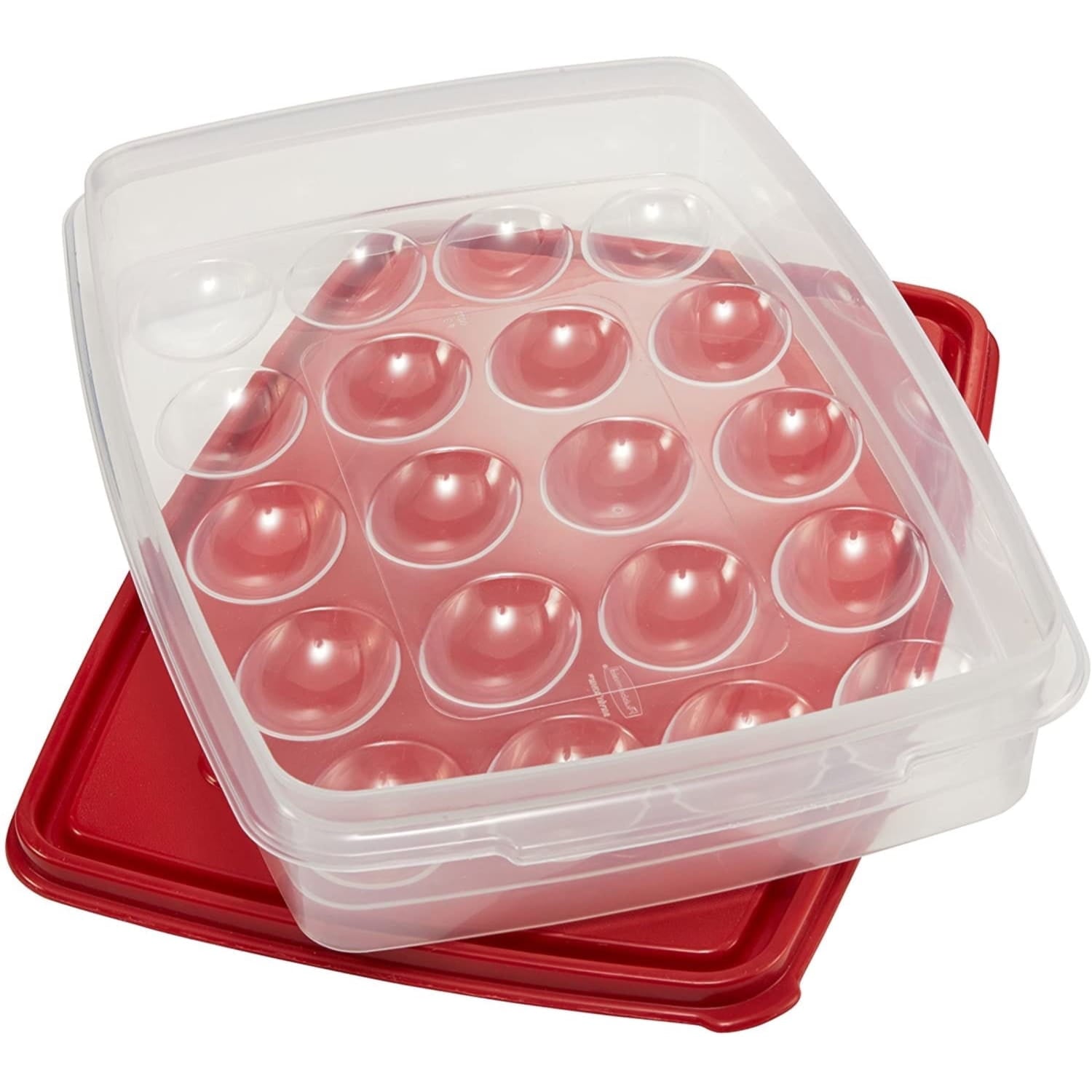 Whimsical Doughnut Egg Keeper Food Storage Container, Clear/Red, 1 Count - Squishy Dohnut Sweet Treat Shaped Stress Toy Detail