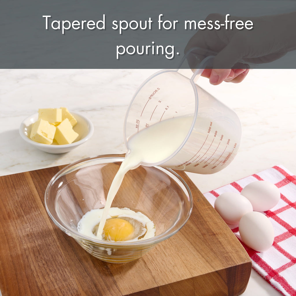 Ergonomic Manual 3-Piece Tapered Spout Nesting Plastic Measuring Cups Set, Clear - Multi-Functional Manual Food Chopper & Slicer Detail