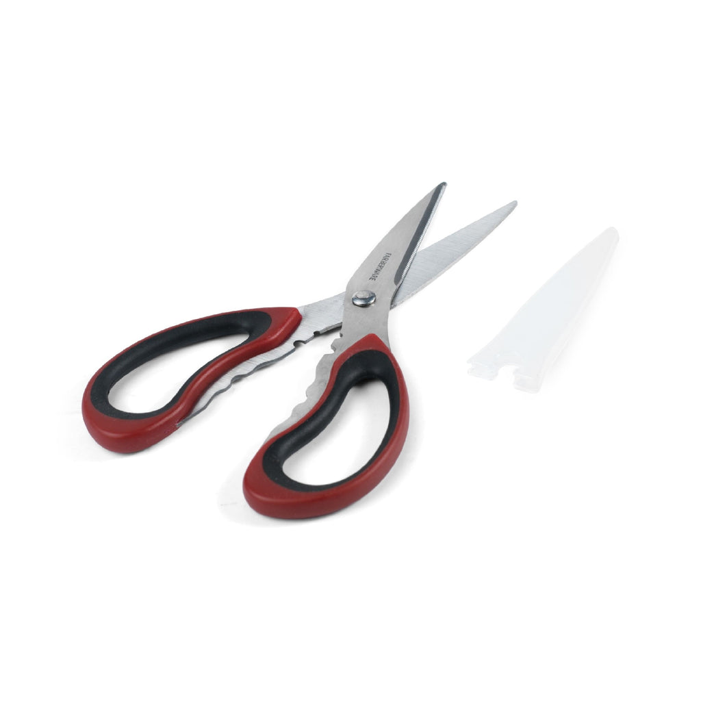 Time-Saving Stainless Steel Kitchen and Herb Shears with Red and Black Handle - Premium Stainless Steel Garlic Presser & Peeler Detail