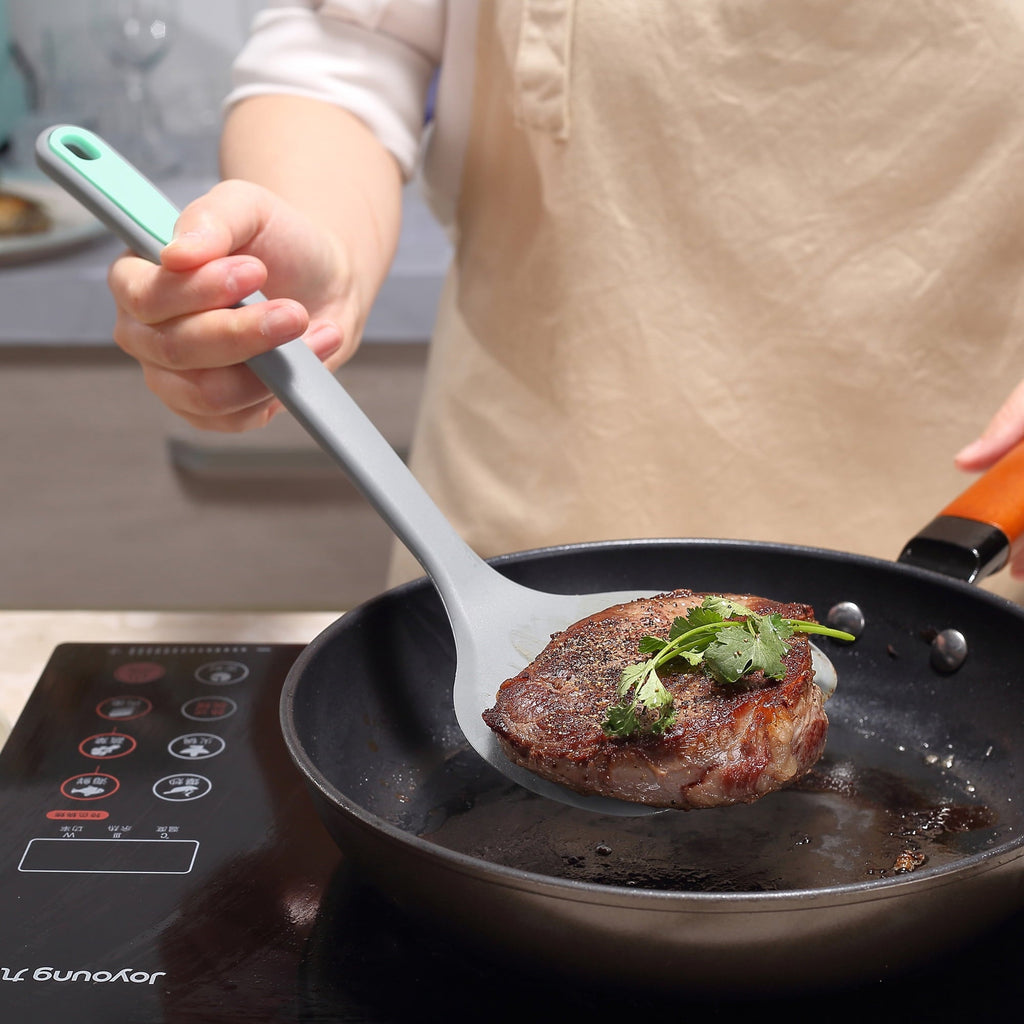 Durable Steel 5 Pieces Silicone Spatula Set, Non-Stick Silicone Turner Spatulas, Heat Resistance Cooking Utensils, Fli... - Professional Kitchen Tool for Culinary Enthusiasts Detail