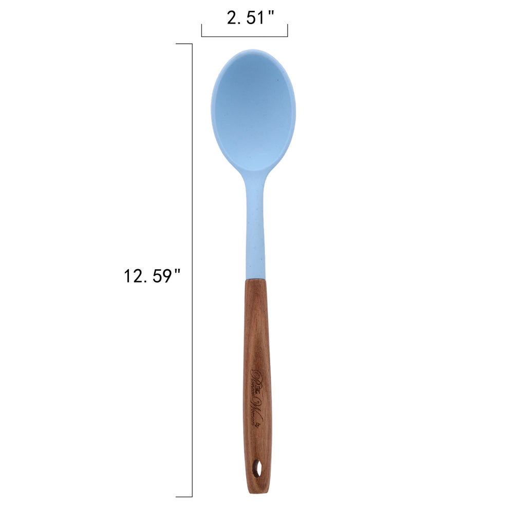 Professional Grade 10-Piece Silicone and Acacia Wood Handle Cooking Utensils Set, Blue - High-Precision Culinary Tool for Baking & Cooking Detail
