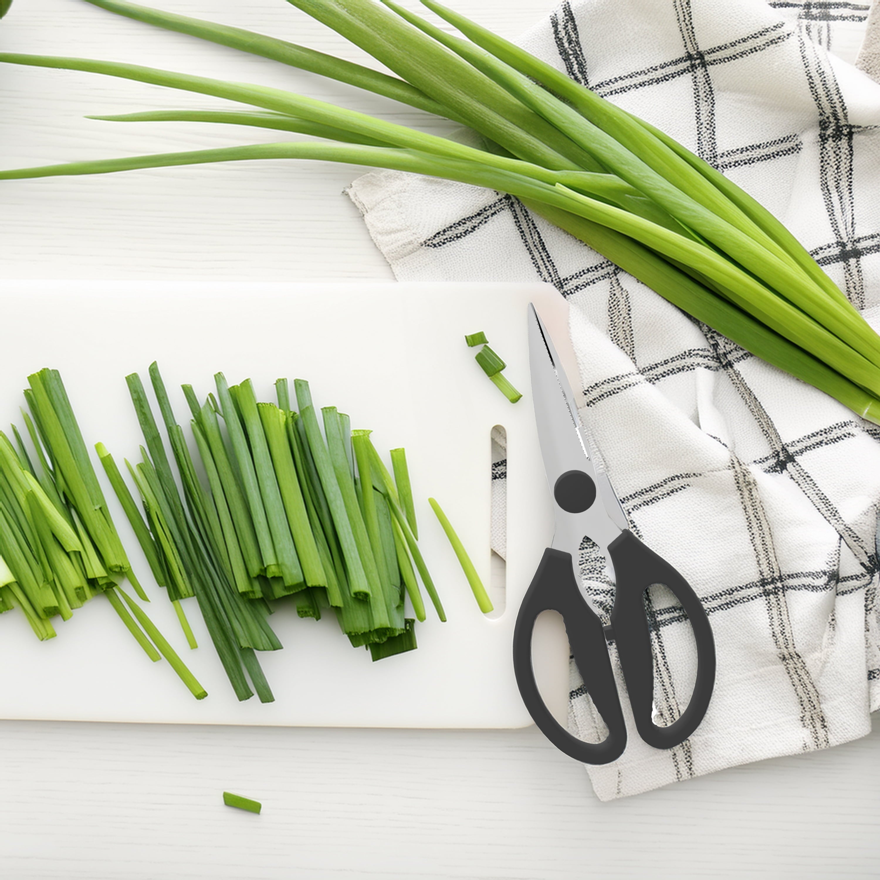 Time-Saving Stainless Steel Multi-Purpose Kitchen Shears with Grip 1 Each - Premium Stainless Steel Garlic Presser & Peeler Detail