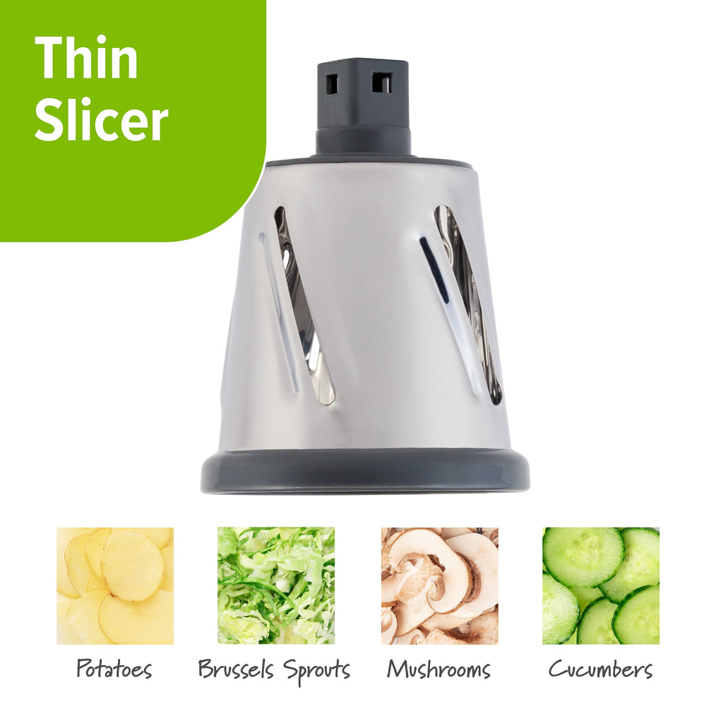 Premium Kitchen Manual Rotary Grater & Slicer - Premium Stainless Steel Garlic Presser & Peeler Detail