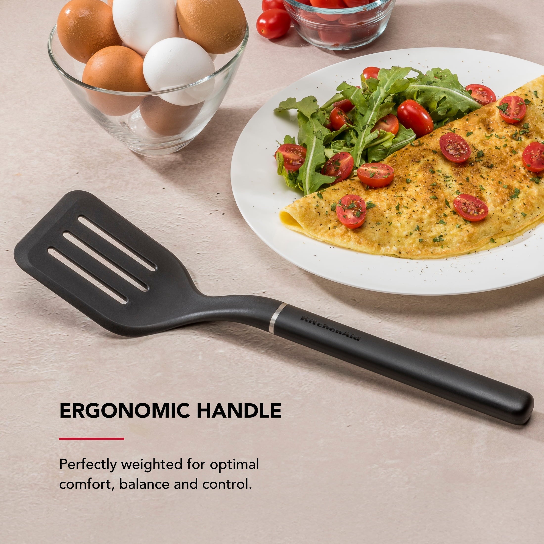 Premium Silicone 3-Piece Cooking Utensils Set with Ergonomic Handles, Black - Ergonomic Kitchen Tongs and Cooking Spoon Utensil Detail