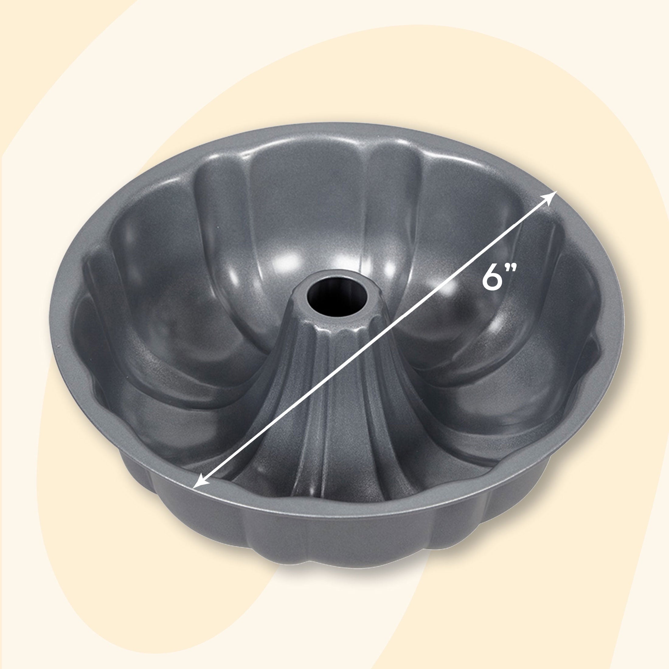Time-Saving Everyday Non-Stick Bundt Cake Pan 6" Fluted Tube Baking Pan, Packaging May Vary - Kitchen Gadget Tool for Quick Food Prep Detail