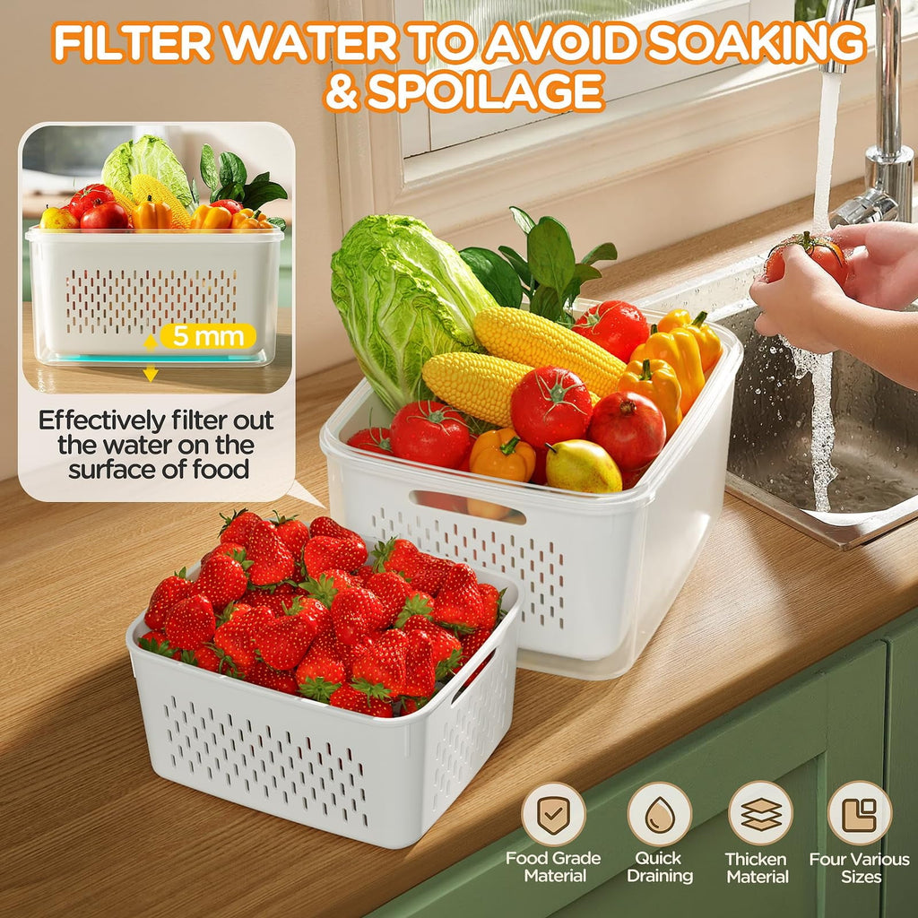 Playful Geometric 5 Pack Fruit Storage Containers for Fridge with Removable Colanders and Lids, 5 in 1 Leakproof Fridge Organizer Bins ... - Deliciously Soft Cupcake Sensory Glob Detail