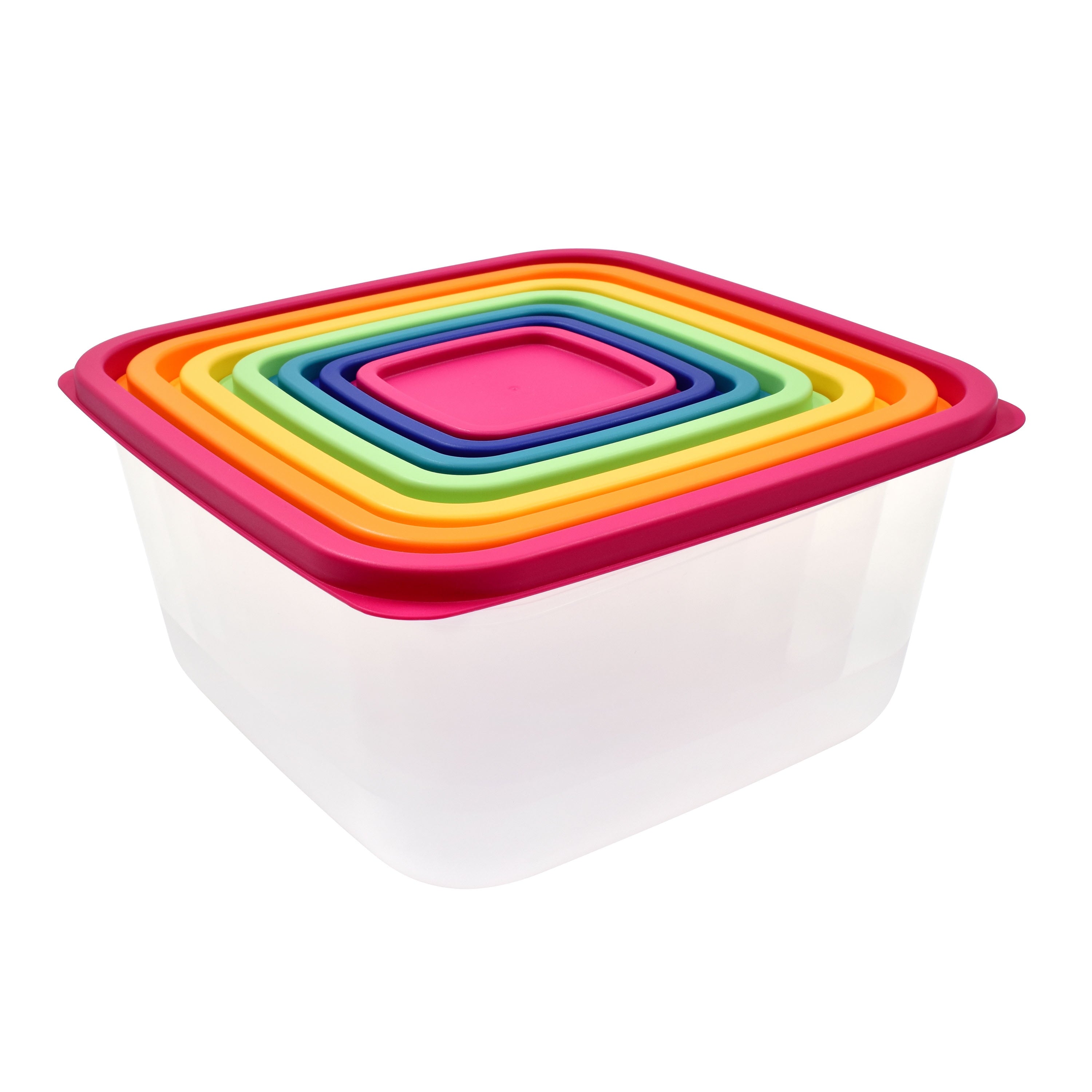 Deliciously Squishy Plastic Rainbow Food Storage Set, Multi Color, 14 Count, Best Used for Leftover Storage and Reheating - Squishy Dohnut Sweet Treat Shaped Stress Toy Detail