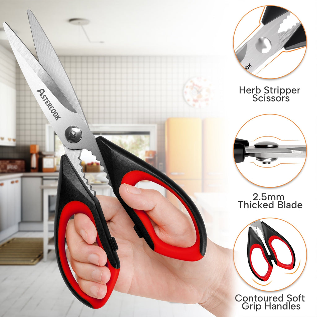 Time-Saving 2 Pcs Kitchen Scissors, Heavy Duty Shears with Serrated Blade, Ergonomic Handle Food Scissor for Poultry, H... - Innovative Kitchen Helper for Modern Cooking Detail