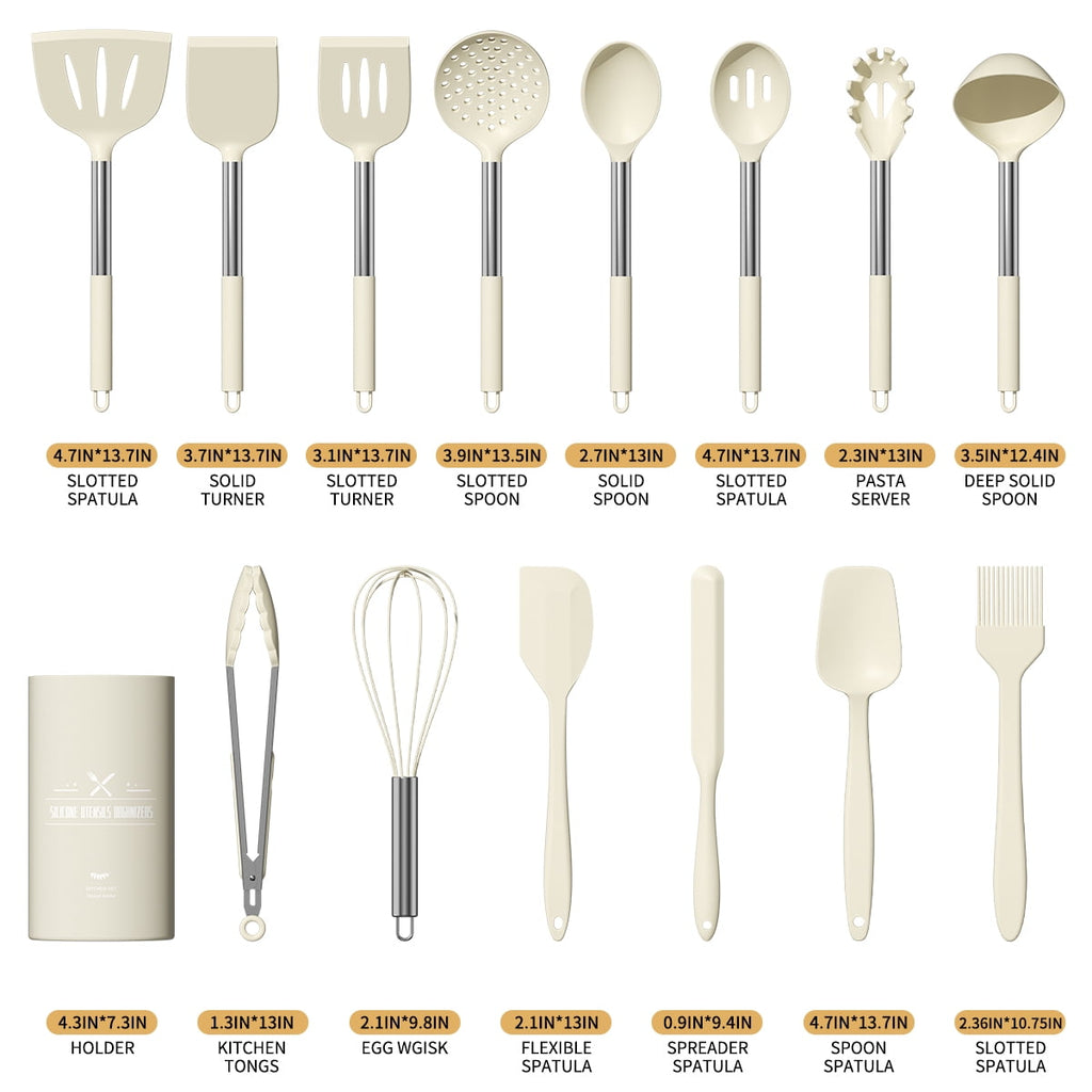 Premium Silicone Silicone Cooking Utensil Set, 30 Pcs Kitchen Utensils Set with Stainless Steel Handle, Food Grade Silicone Spatula Se... - Premium Stainless Steel Cooking Utensil for Non-Stick Pots Detail