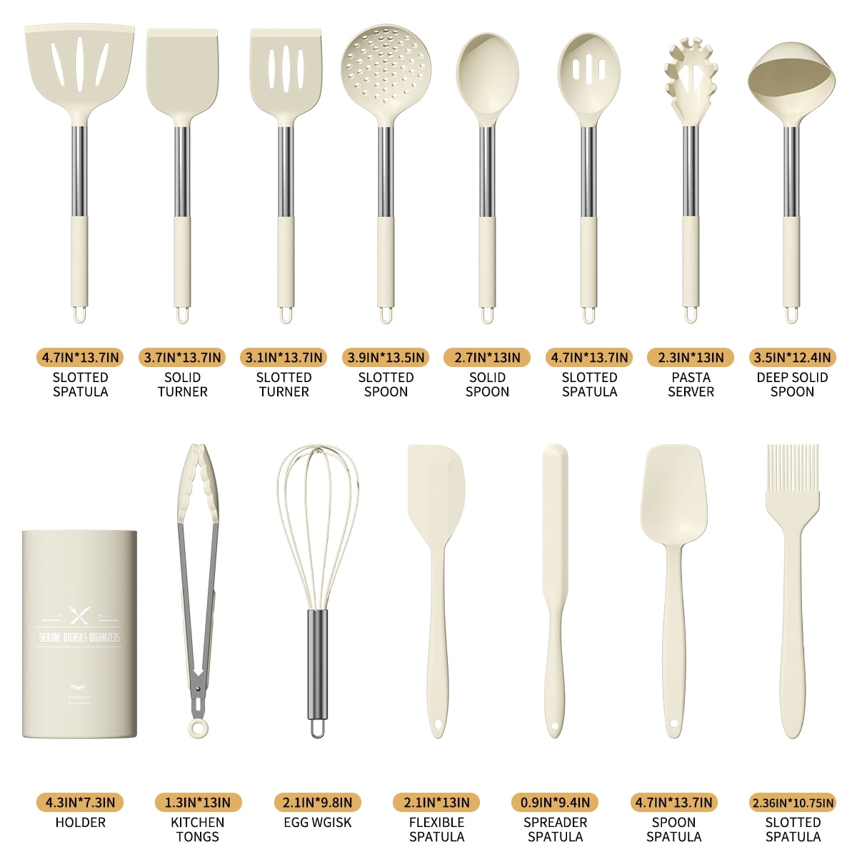 Premium Silicone Silicone Cooking Utensil Set, 30 Pcs Kitchen Utensils Set with Stainless Steel Handle, Food Grade Silicone Spatula Se... - Premium Stainless Steel Cooking Utensil for Non-Stick Pots Detail