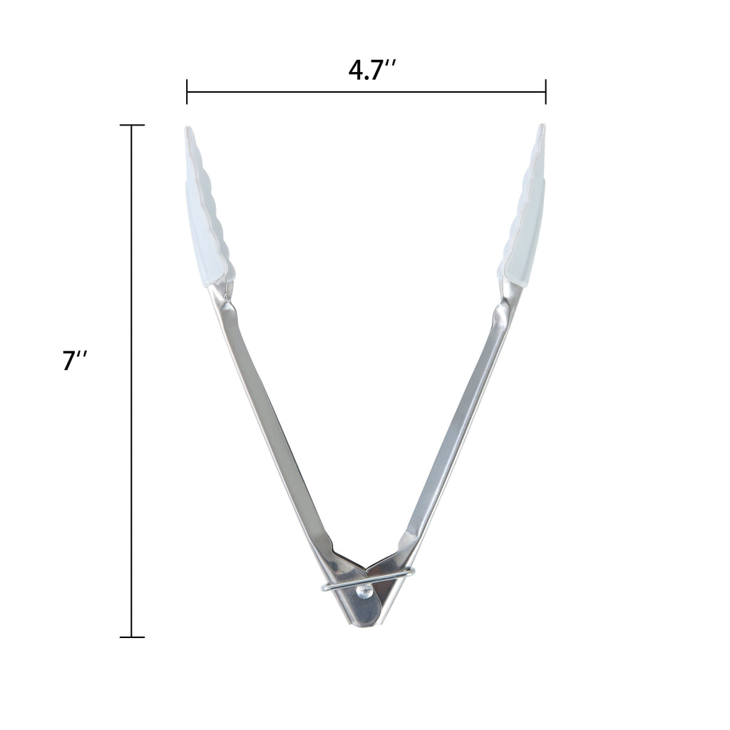 Professional Grade Stainless Steel and Silicone Mini Food Tongs Grey - Multi-Purpose Hand Tool for Daily Meal Prep Detail