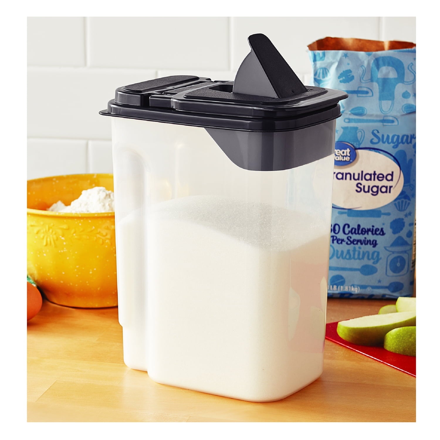 Deliciously Squishy 3.5 QT Plastic Food Dispenser, Clear with Gray Lid (1 Each) 7.5" L x 3.75" W x 9.25" H, Designed to Help wi... - Squishy Dohnut Sweet Treat Shaped Stress Toy Detail