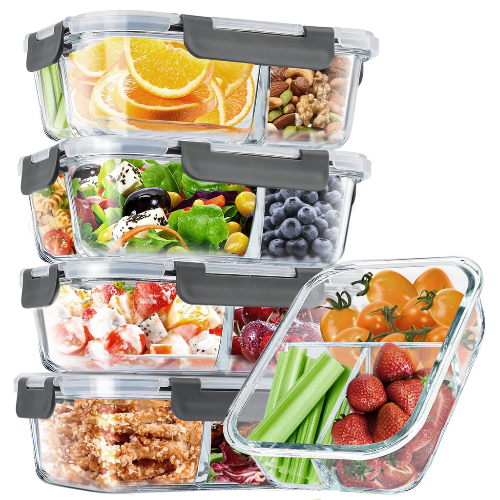 Playful Geometric 8 Pcs Glass Food Storage Containers with Lids, 2 & 3 Compartment Glass Airtight Meal Prep Containers (4 Containers & ... - Fun Food Fidget Cookie Squishable Toy Detail