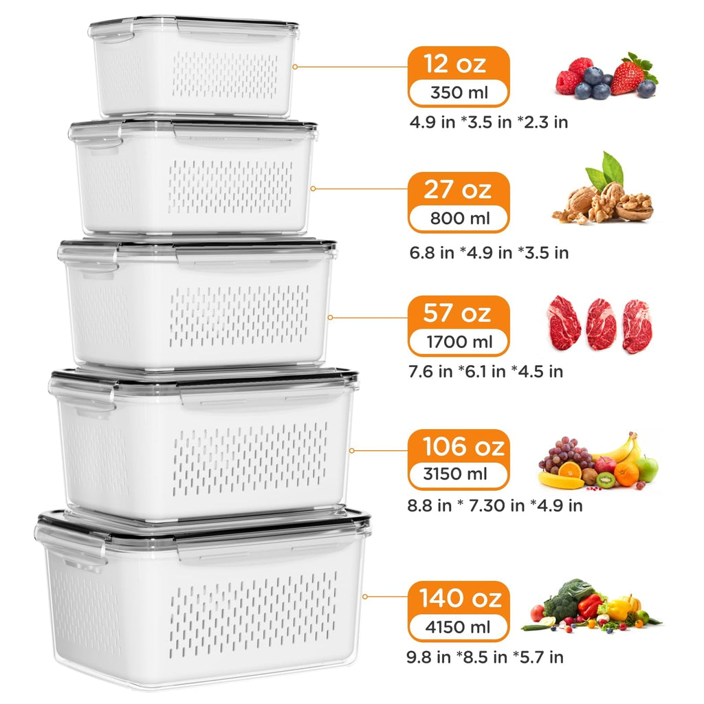 Playful Geometric 5 Pack Fruit Storage Containers for Fridge with Removable Colanders and Lids, 5 in 1 Leakproof Fridge Organizer Bins ... - Deliciously Soft Cupcake Sensory Glob Detail