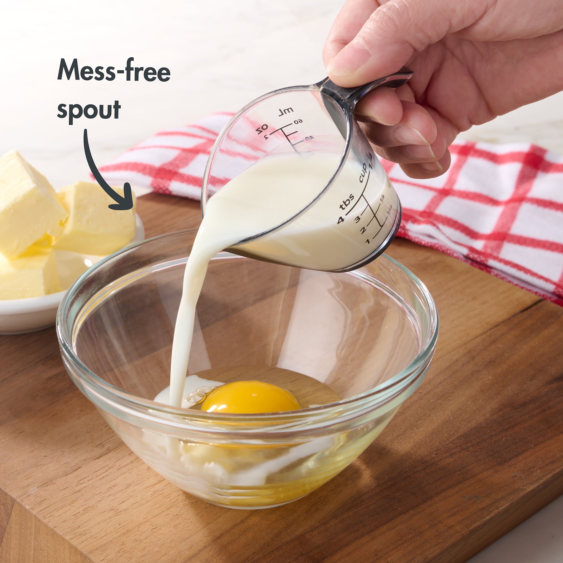Multi-Functional 1/4C Plastic Mini Measuring Cup, Black/Transparent - Premium Stainless Steel Garlic Presser & Peeler Detail
