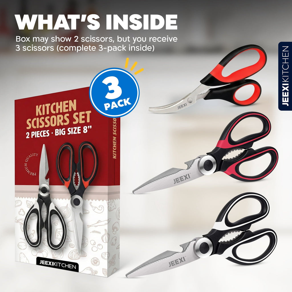 Innovative 3 Pack Kitchen Scissors, Ultra-Sharp Premium Stainless Steel Heavy Duty Kitchen Shears & Multi Purpose Poultry Shears... - Multi-Functional Manual Food Chopper & Slicer Detail