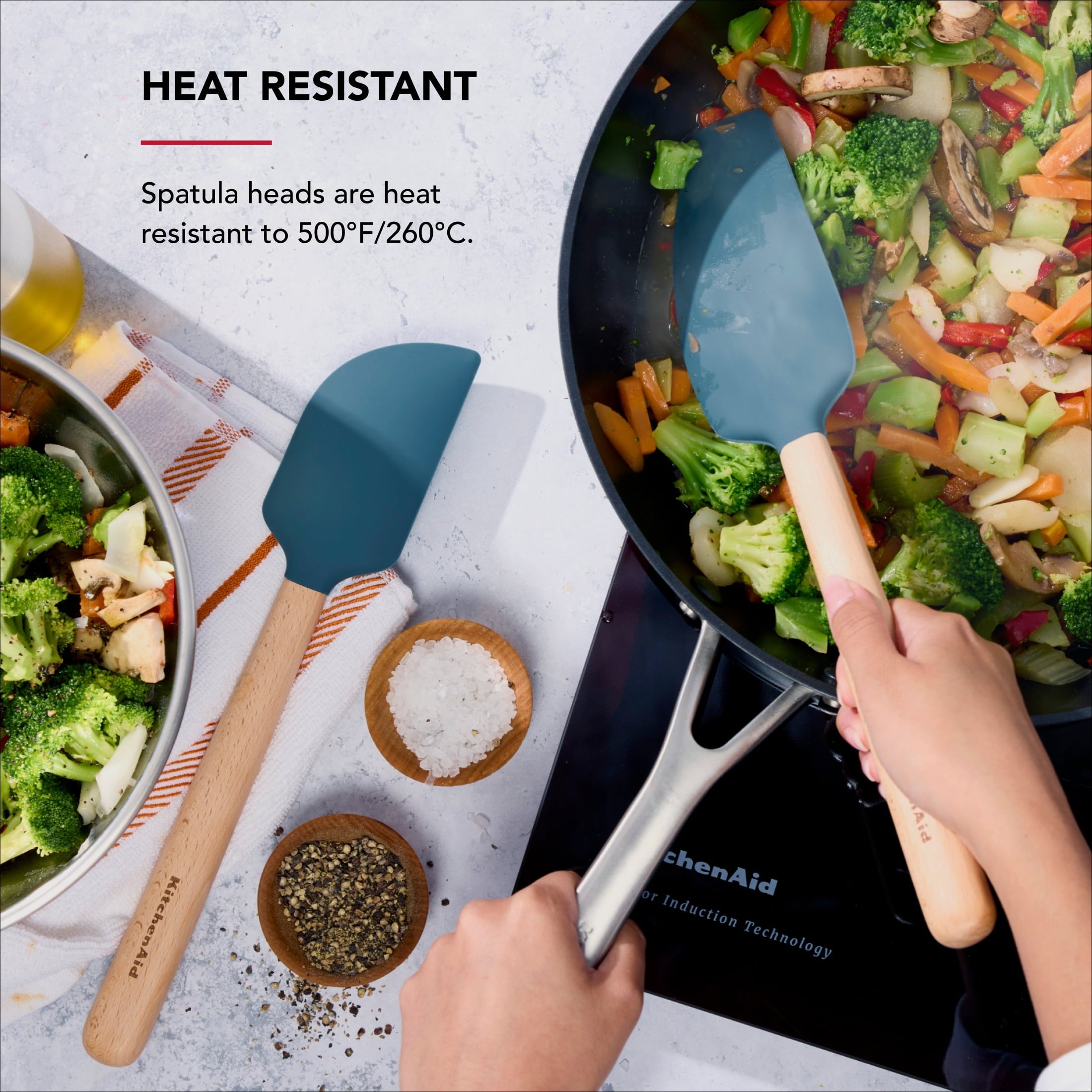 Professional Grade 2-Piece Silicone Mixing Spatula and Scraper Set for Cooking, Agave - Multi-Purpose Hand Tool for Daily Meal Prep Detail