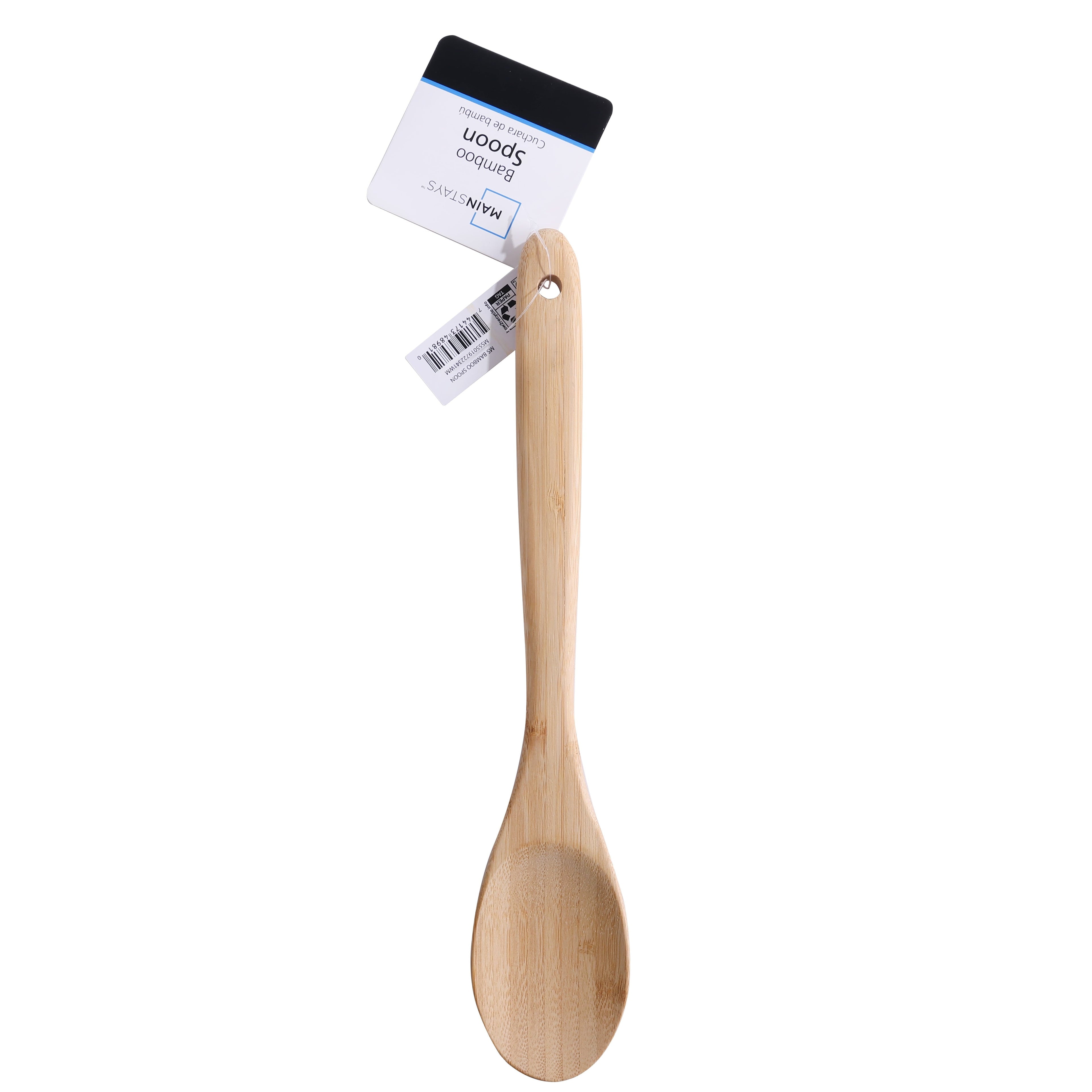 Durable Steel Bamboo Cooking Spoon Natural Bamboo Crafted, 13" L, Kitchen Prep - Multi-Purpose Hand Tool for Daily Meal Prep Detail