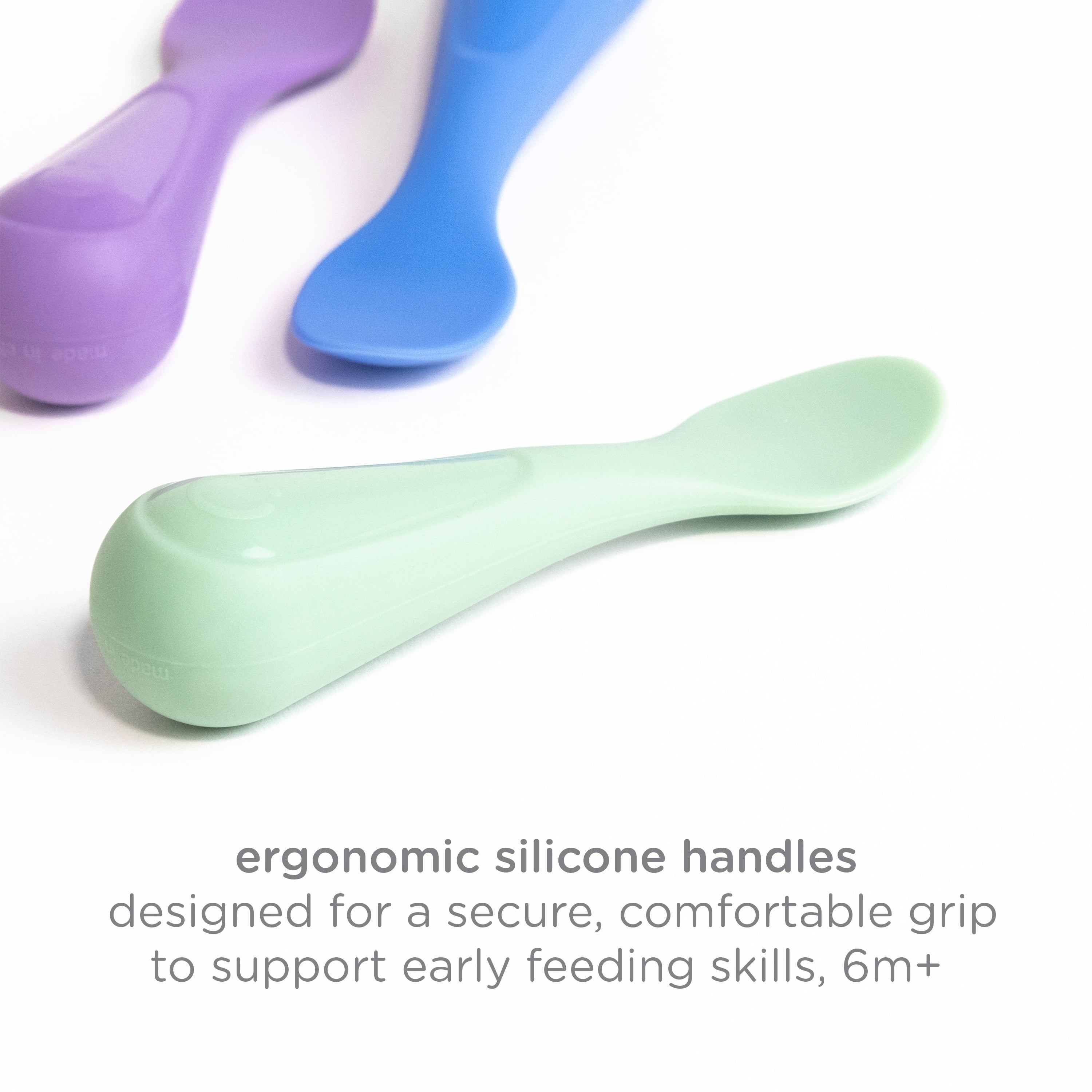Durable Steel Silicone Toddler Training Spoons, Baby, Silicone Flatware Sets, 3 Pack - Professional Kitchen Tool for Culinary Enthusiasts Detail