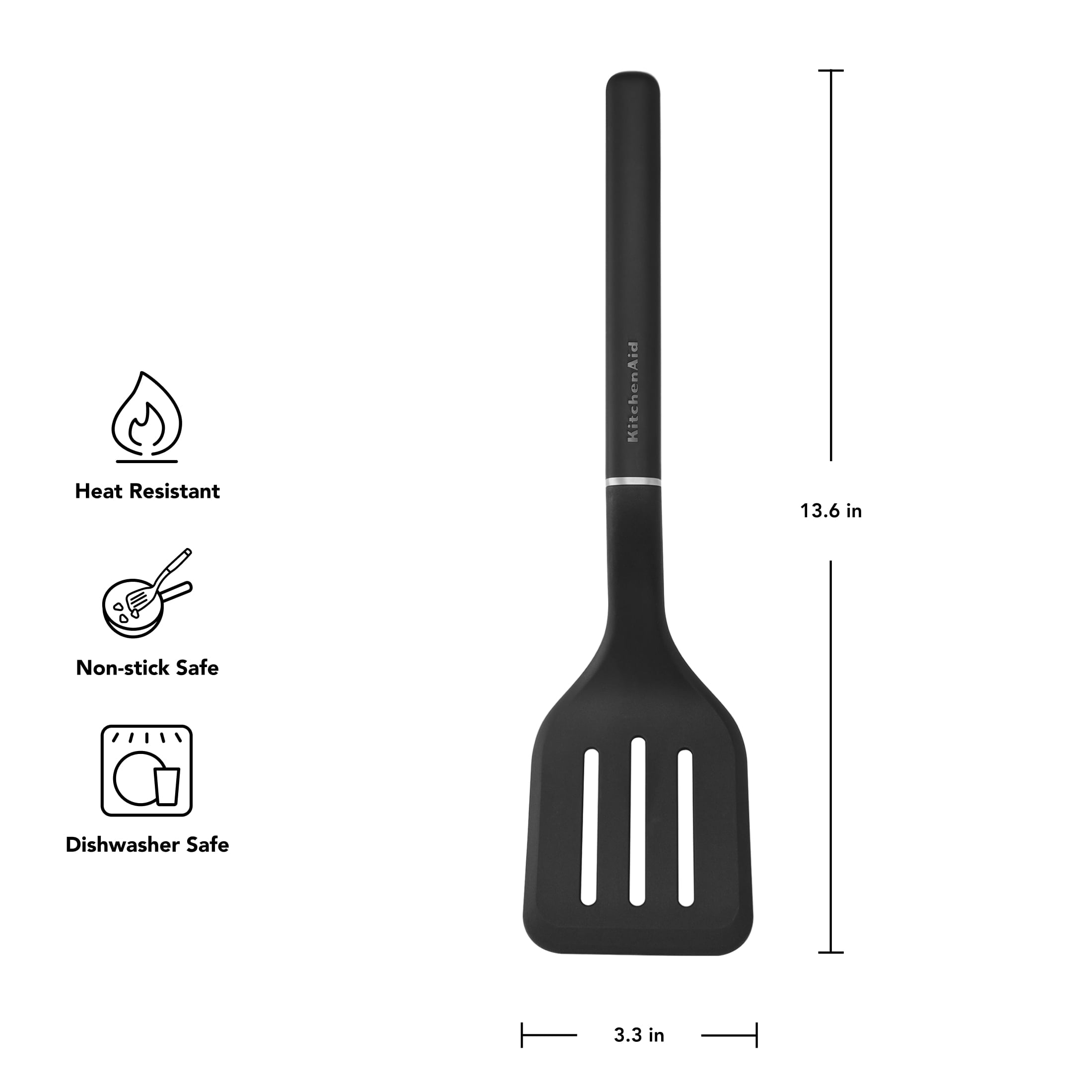 Heavy Duty 3-Piece Cooking Utensils Set with Ergonomic Handles, Black - Multi-Purpose Hand Tool for Daily Meal Prep Detail