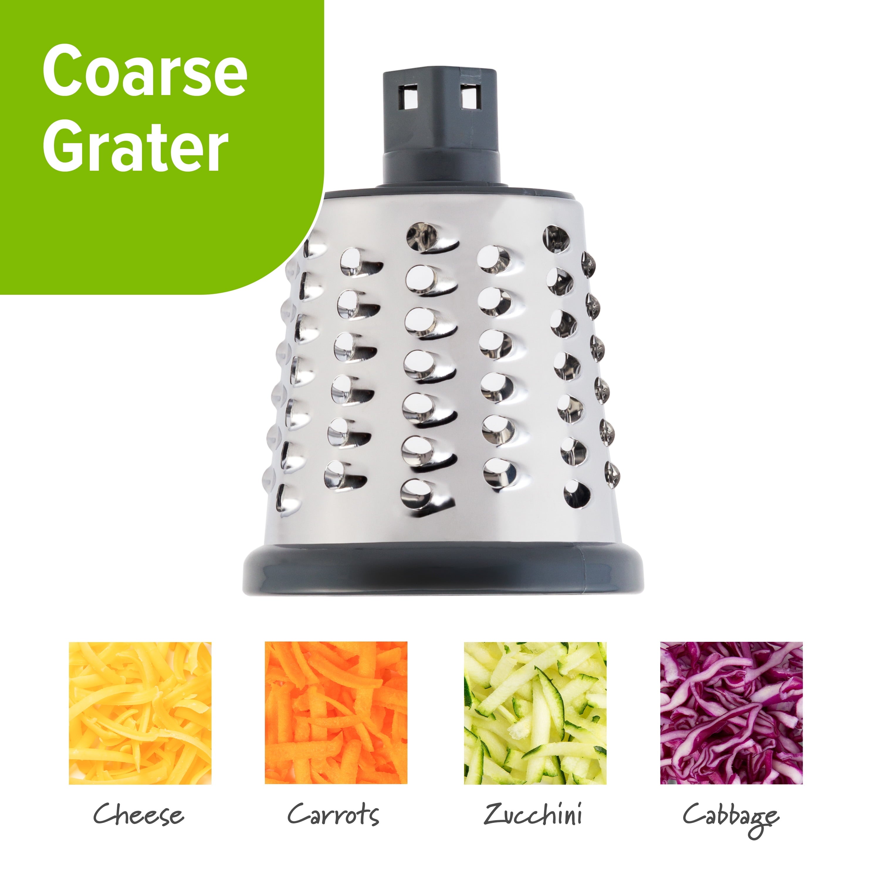 Premium Kitchen Manual Rotary Grater & Slicer - Premium Stainless Steel Garlic Presser & Peeler Detail