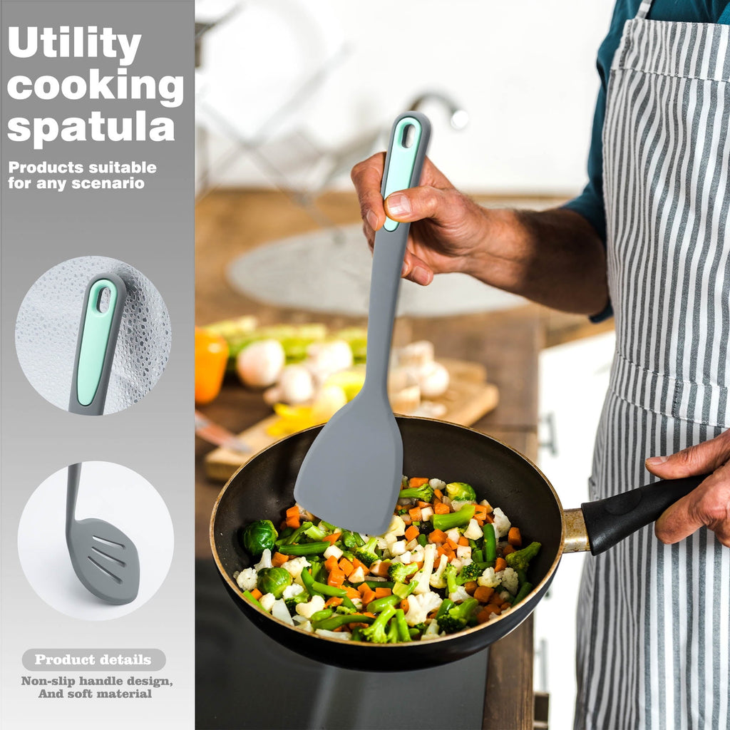 Durable Steel 5 Pieces Silicone Spatula Set, Non-Stick Silicone Turner Spatulas, Heat Resistance Cooking Utensils, Fli... - Professional Kitchen Tool for Culinary Enthusiasts Detail