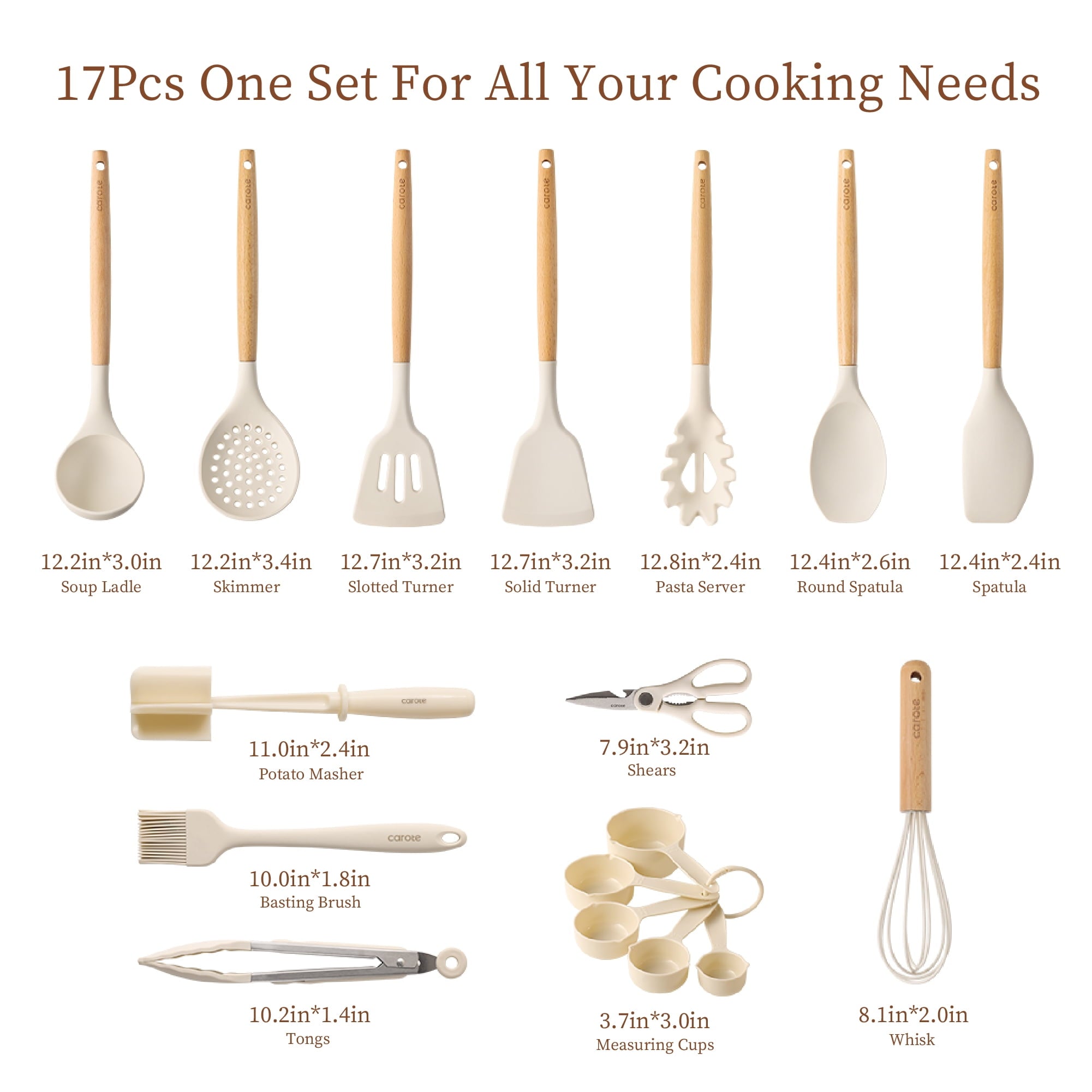 Professional Grade 17-Piece Silicone and Wood Cooking Utensil Set, Heat-Resistant, Safe for Nonstick Cookware - Heavy Duty Stainless Steel Kitchen Shears Detail