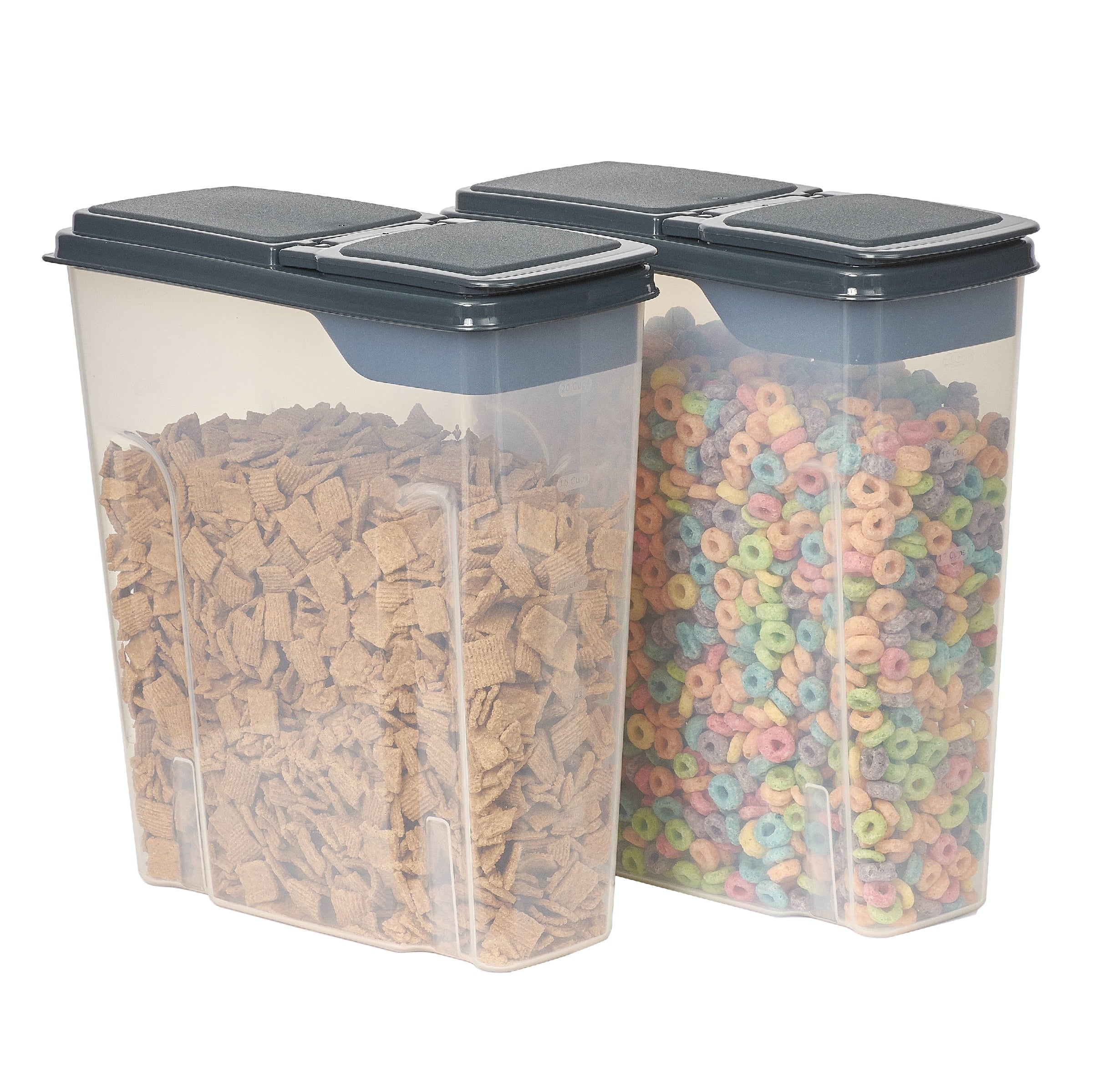 Playful Geometric 2-Pack Plastic Cereal Keeper Storage Containers, Kitchen Pantry Organizer Canisters for Cereal and Dry Food... - Fun Food Fidget Cookie Squishable Toy Detail