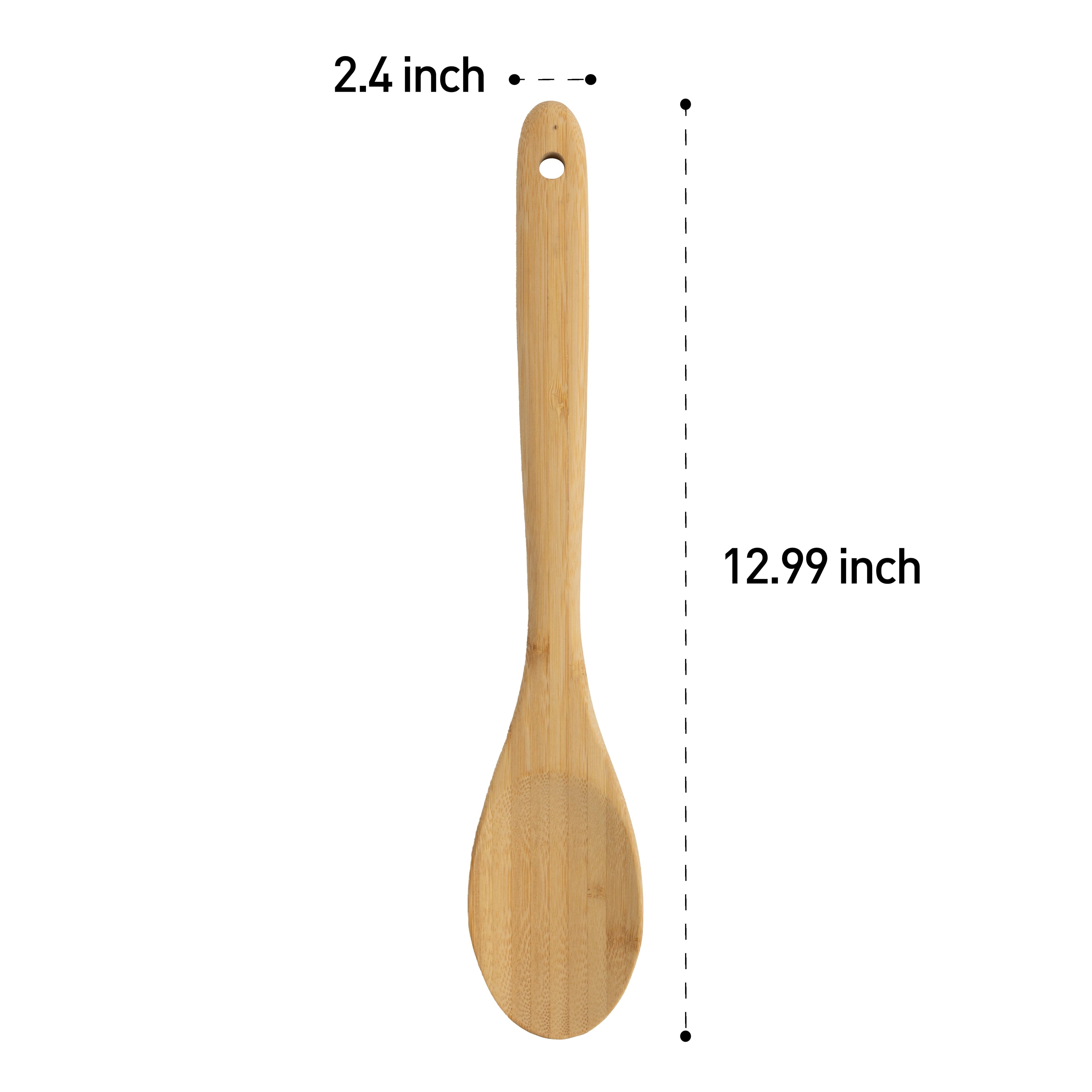 Durable Steel Bamboo Cooking Spoon Natural Bamboo Crafted, 13" L, Kitchen Prep - Multi-Purpose Hand Tool for Daily Meal Prep Detail