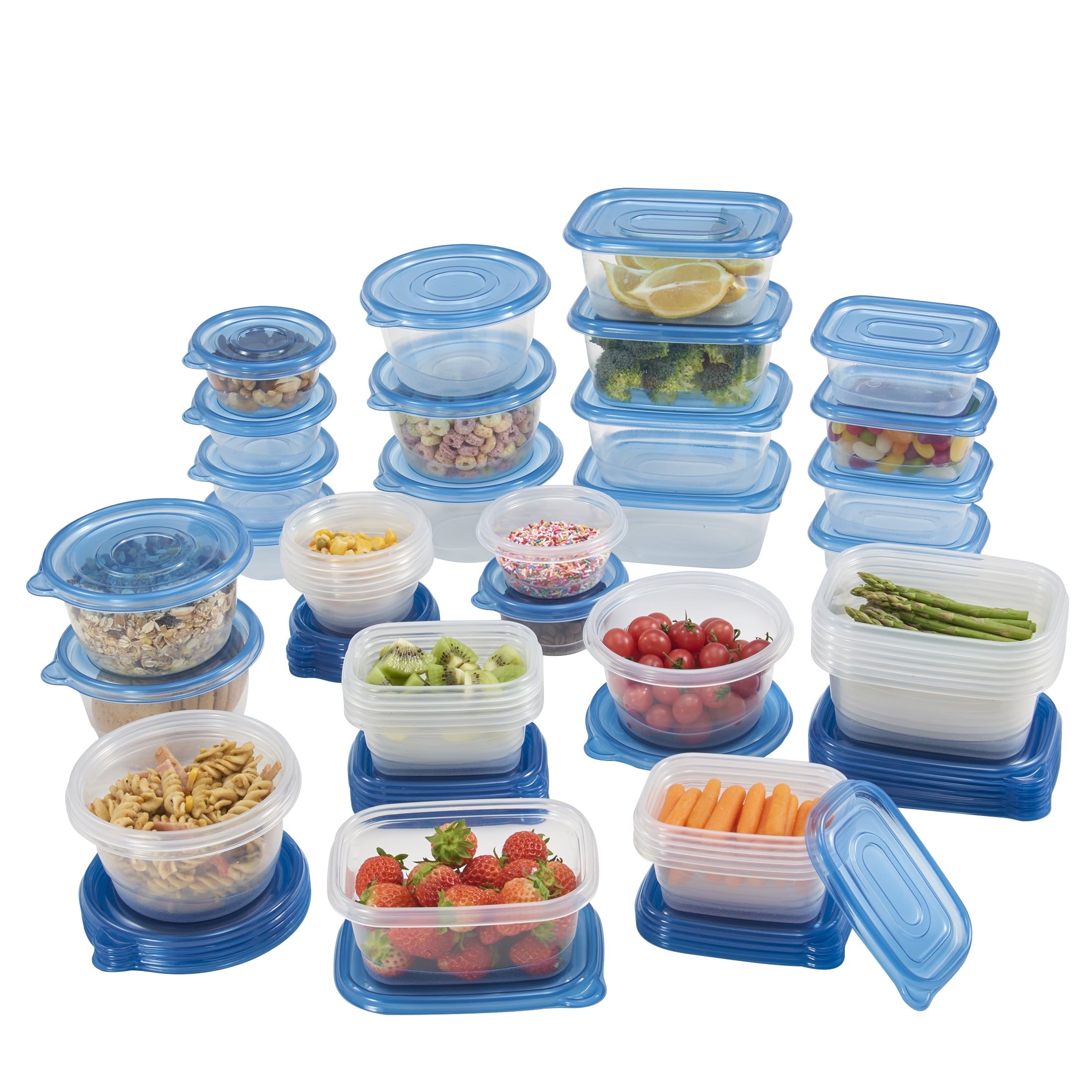 Whimsical Doughnut 92pc Plastic Food Storage Container set, Ideal Use for Refrigeration Storage and Organization,... - Playful Star & Heart Shaped Geometric NeeDoh Detail