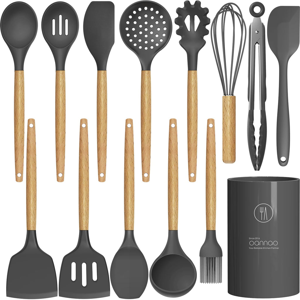 Ergonomic Cooking Silicone Cooking Utensils Set - 446°F Heat Resistant Silicone Kitchen Utensils for Cooking,Kitchen Utensil Spatula Se... - Durable Turner & Ladle Utensil Set for Home Chefs - Default Title
