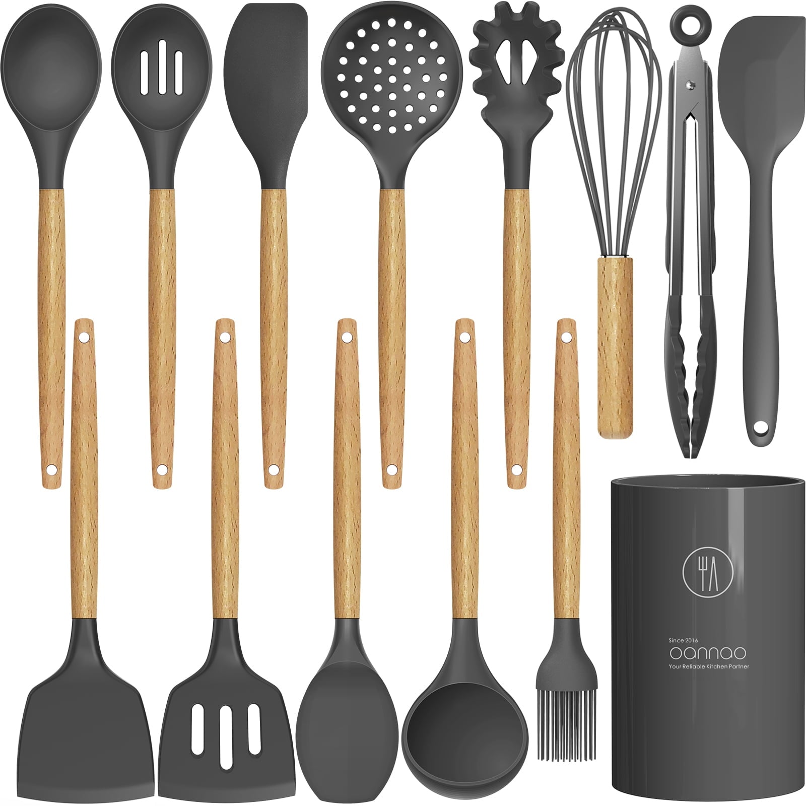 Ergonomic Cooking Silicone Cooking Utensils Set - 446°F Heat Resistant Silicone Kitchen Utensils for Cooking,Kitchen Utensil Spatula Se... - Durable Turner & Ladle Utensil Set for Home Chefs - Default Title