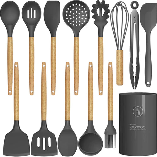Ergonomic Cooking Silicone Cooking Utensils Set - 446°F Heat Resistant Silicone Kitchen Utensils for Cooking,Kitchen Utensil Spatula Se... - Durable Turner & Ladle Utensil Set for Home Chefs - Default Title