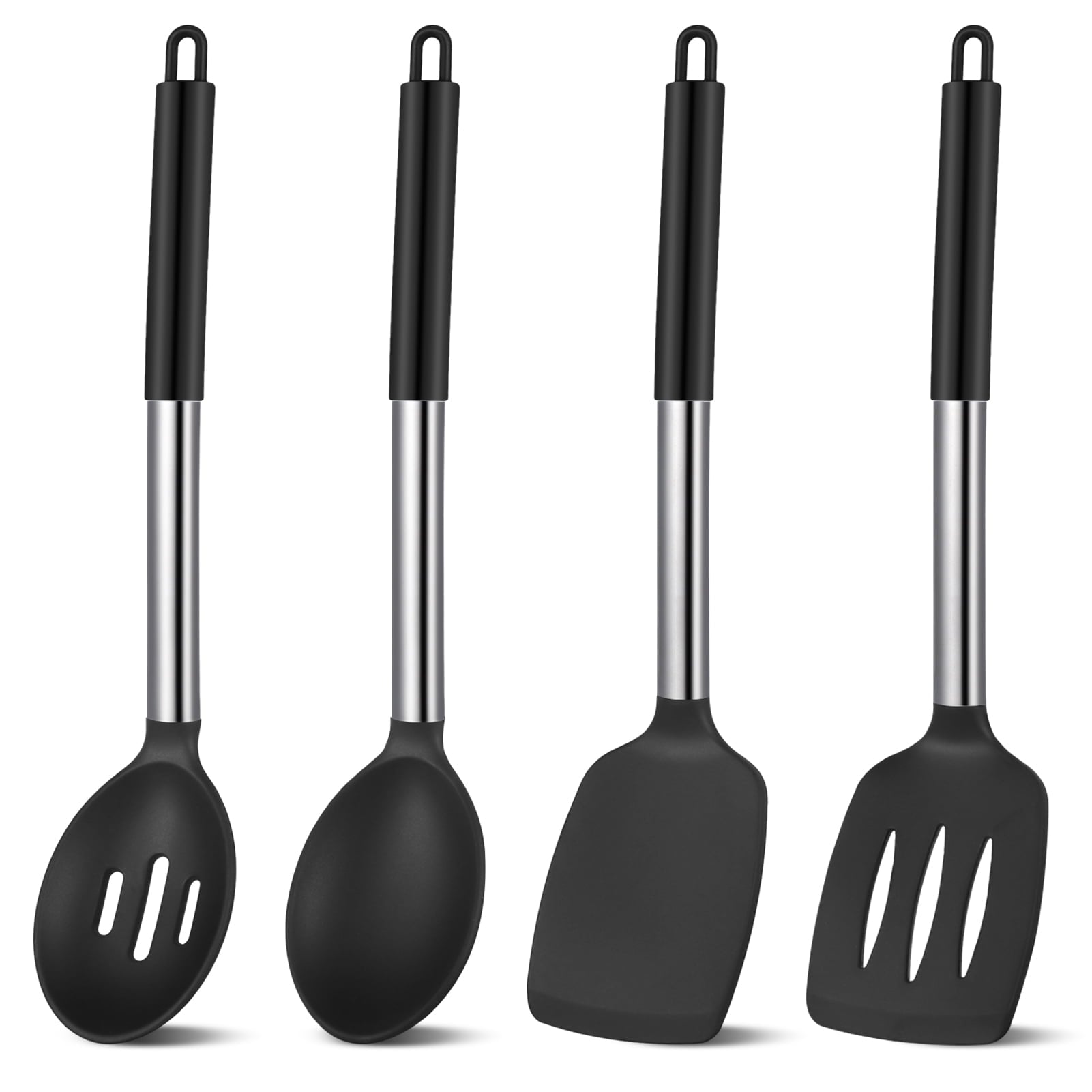 Premium Silicone Silicone Cooking Spatulas and Spoons, 4 Pack Heat Resistant Silicone Cooking Utensils Set, Non-stick Large Ki... - Ergonomic Kitchen Tongs and Cooking Spoon Utensil - Default Title